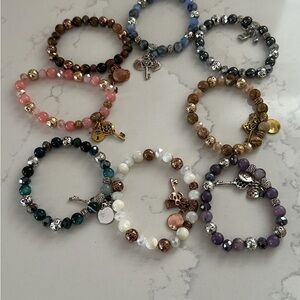 Chic Beaded Bracelet Set with Charms